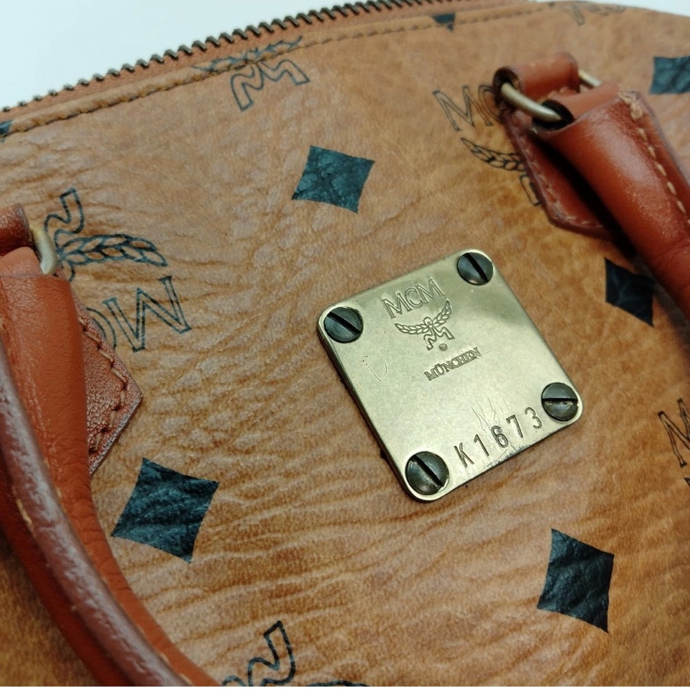 MCM MINI Cognac Visetos Satchel/ MCM MINI Hand Bag Brown PVC - Picture 9 of 10